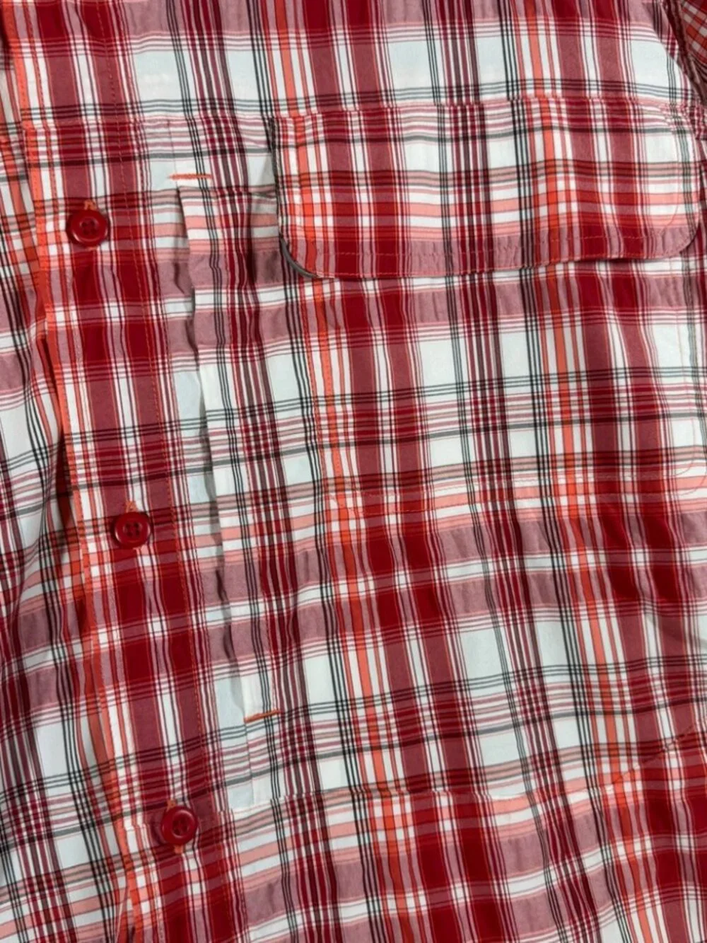 Woolrich Plaid Outdoor Button Down Shirt Red White Hiking Fishing Size XXL - Picture 6 of 14